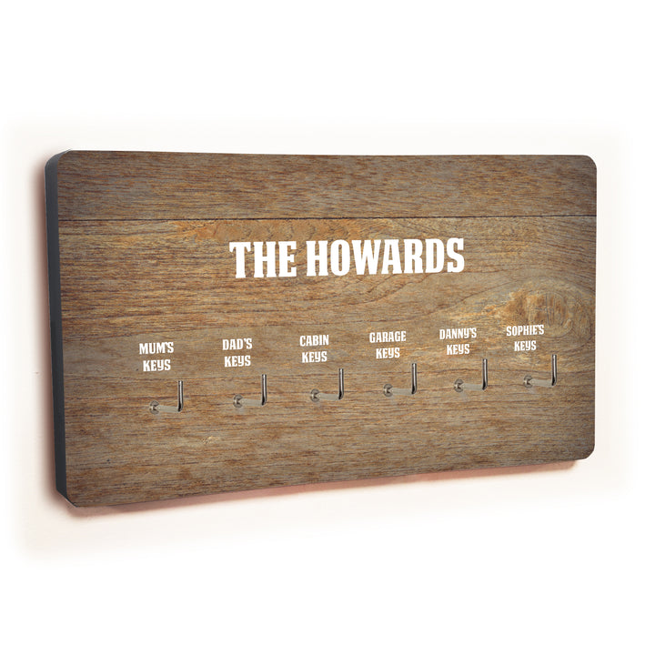 Personalised Novelty 6 Hook Key Holder - Dark Wood - part of the  collection