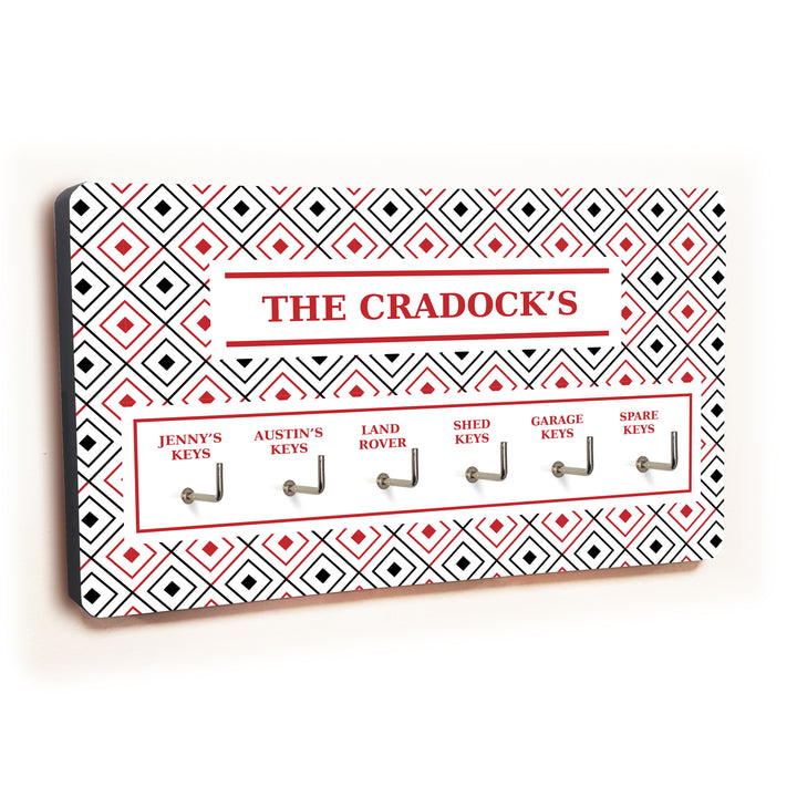 Personalised Novelty 6 Hook Key Holder - Diamond Pattern - part of the  collection