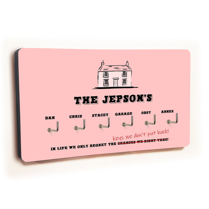 Personalised Novelty Pink 6 Hook Key Holder - House - part of the  collection