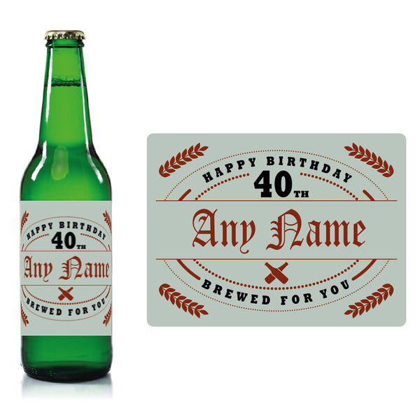 Personalised Birthday beer bottle label Pale Blue - Name and Year - part of the Gifts Finder  collection