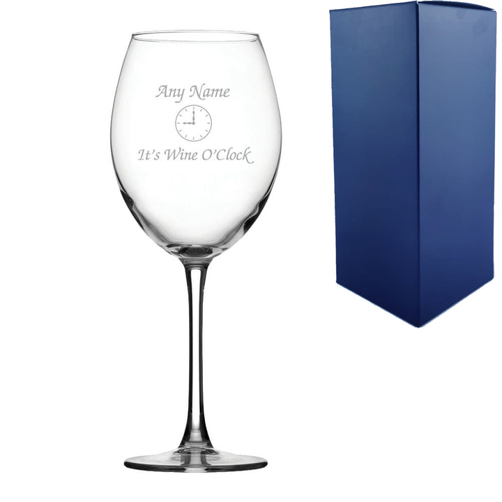 Engraved Novelty 19oz Enoteca Wine glass, Name - its wine oclock Image 1