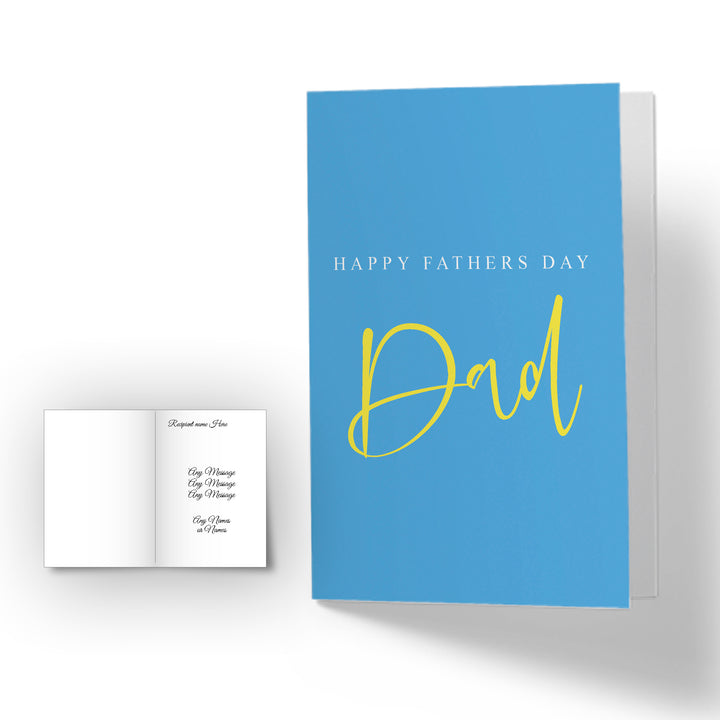 Personalised Happy Fathers Day DAD Card - Plain Blue - part of the Gifts Finder  collection