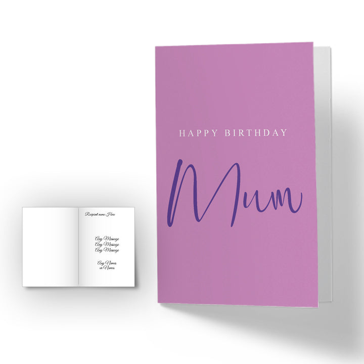 Personalised Happy Birthday Mum Card - Heliotrope - part of the Gifts Finder  collection