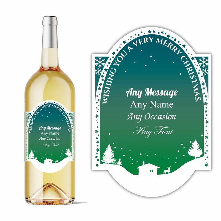 Personalised Christmas arch wine bottle label in green, Add any message. - part of the Gifts Finder  collection