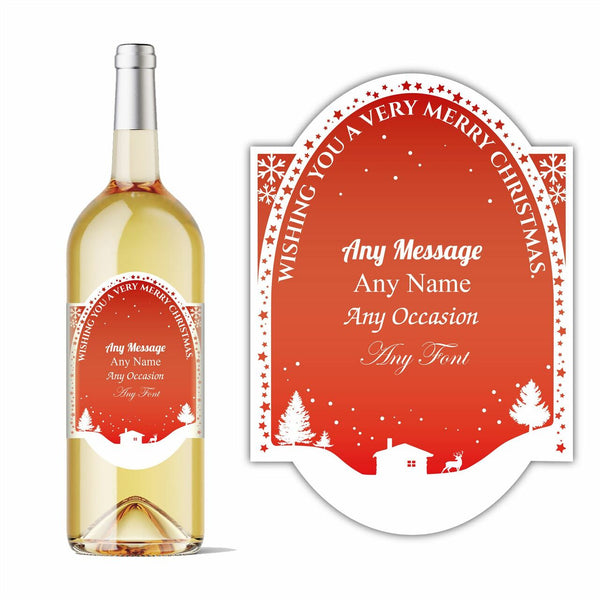 Personalised Christmas arch wine bottle label in red, Add any message. - part of the Gifts Finder  collection