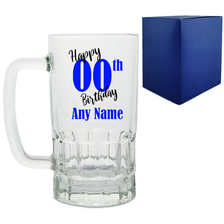 Personalised Glass Birthday tankard with any year and name