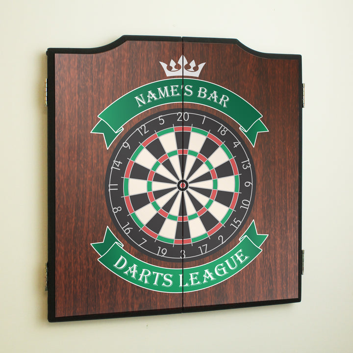 Personalised Home Dartboard, Cabinet and Darts Set with Names Bar - part of the Gifts Finder  collection