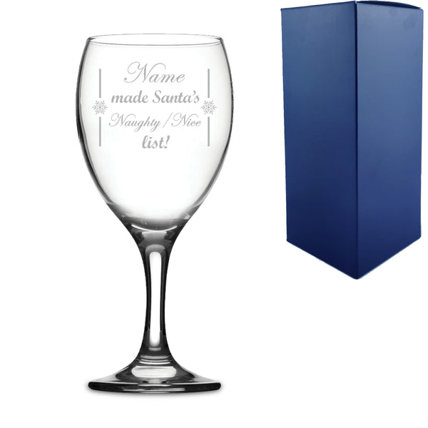 Engraved Christmas Wine Glass With Name Made Santa's Naughty/Nice List! Design - part of the  collection