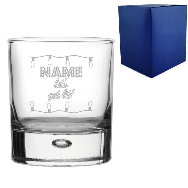 Engraved Christmas Whiskey Tumbler With Name, Let's Get Lit! Design - part of the  collection