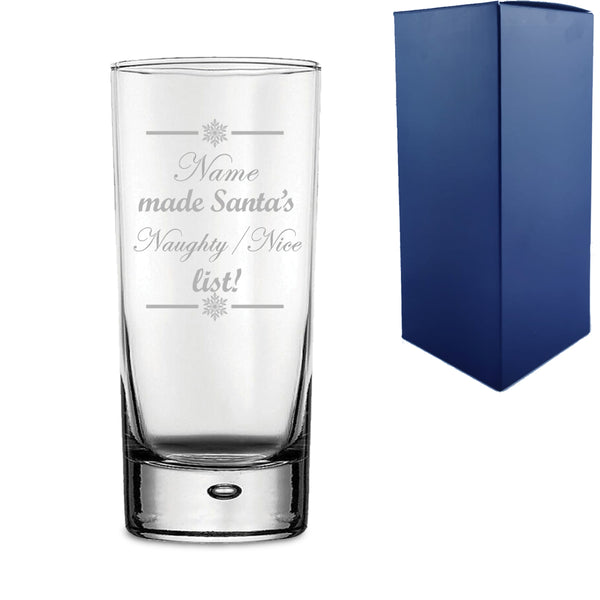 Engraved Novelty Christmas Hiball Glass "Name Made Santa's Naughty/Nice List!" With Gift Box - part of the  collection