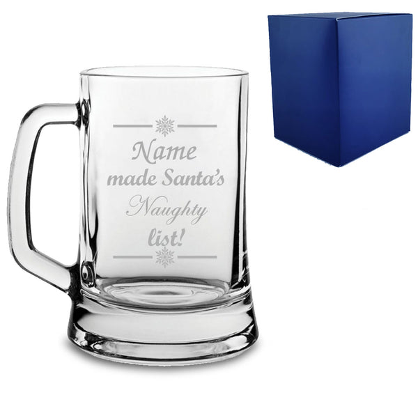 Engraved Novelty Christmas Tankard "Name Made Santa's Naughty/Nice List!" With Gift Box - part of the  collection