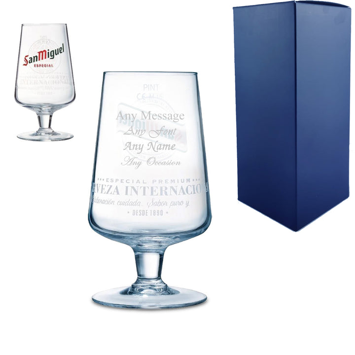 Engraved San Miguel Half Pint Glass 10oz - part of the Gifts Finder  collection