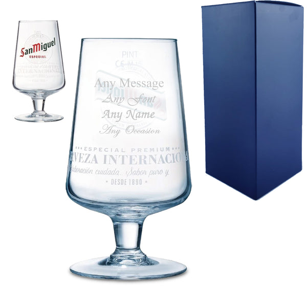 Engraved San Miguel Pint Glass 20oz Image 1