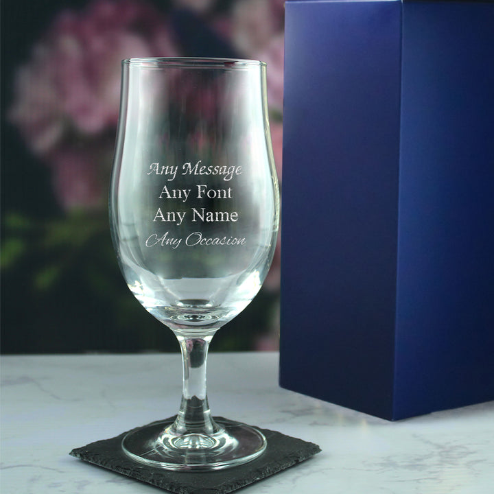 Engraved Stemmed Pint Glass with Gift Box - part of the Gifts Finder Personalised Beer Pint Glasses And Tankards collection