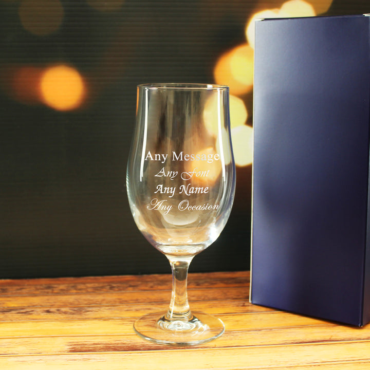 Engraved Stemmed Pint Glass with Gift Box - part of the Gifts Finder Personalised Beer Pint Glasses And Tankards collection