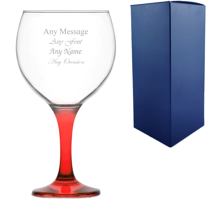 Engraved Red Stemmed Gin Balloon Glass - part of the Gifts Finder  collection