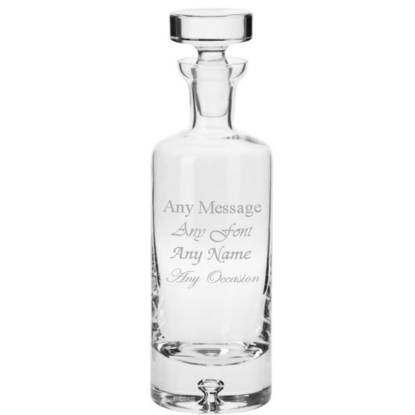 Engraved 750Ml Handmade Bubble Base Arran Round Decanter - part of the  collection