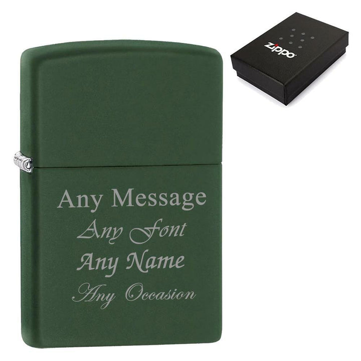 Engraved Matte Green Zippo Lighter - part of the Gifts Finder  collection