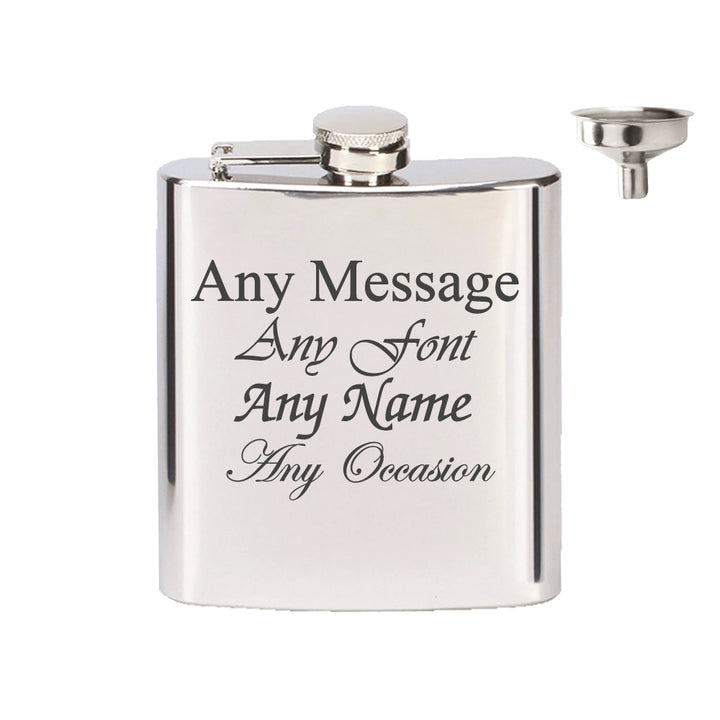 Engraved Stainless Steel 6oz Hip Flask with Funnel Image 2