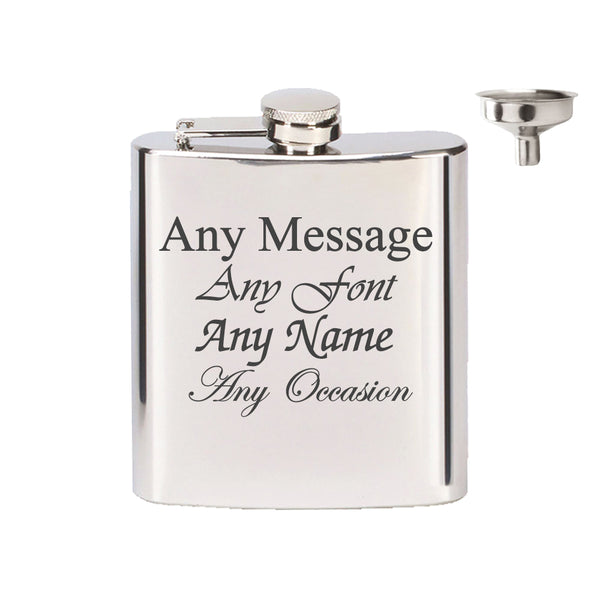 Engraved Stainless Steel 6Oz Hip Flask With Funnel - part of the  collection