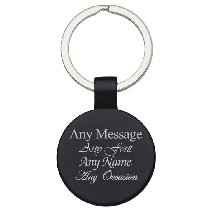 Engraved Round Black Keyring - part of the  collection