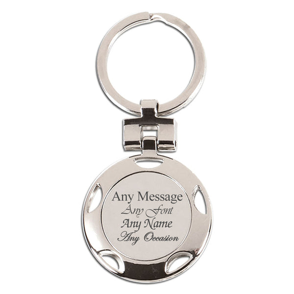 Engraved Round Crown Keyring - part of the  collection