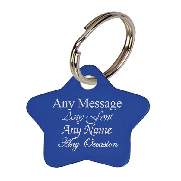 Engraved Blue Star Keyring - part of the  collection