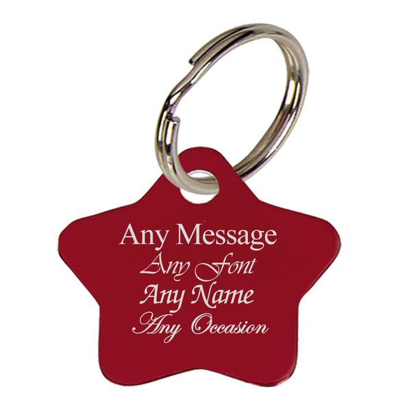 Engraved Red Star Keyring Image 1