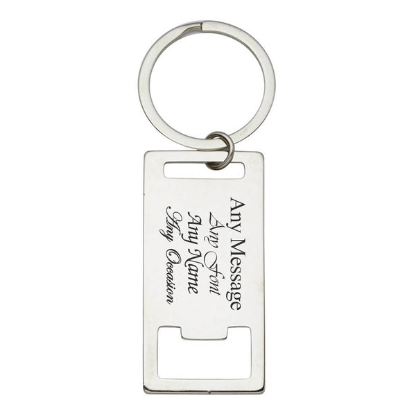 Engraved Rectangle Bottle Opener Keyring - part of the  collection