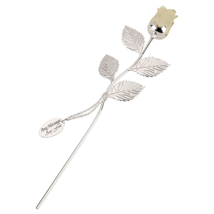 Engraved Silver Plated Ivory Rose With Pendant - part of the  collection