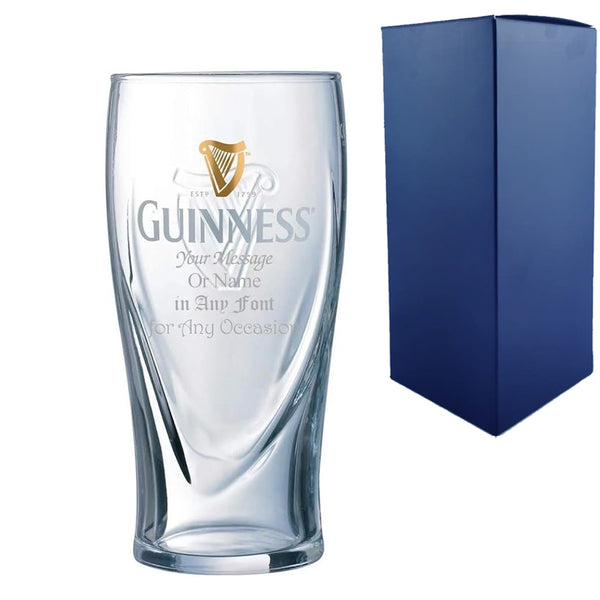 Personalised Engraved Official Guinness Glass, Gift Boxed, Personalise with Any Message for Any Occasion Image 1