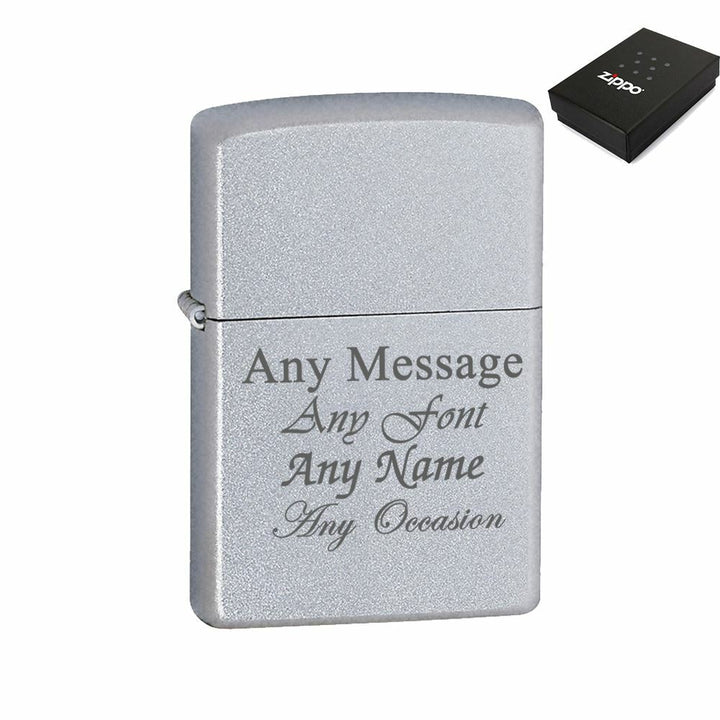 Engraved Satin Chrome Zippo, Official Zippo lighter