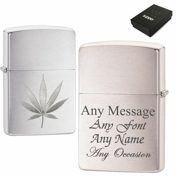 Engraved Brushed Chrome Leaf Zippo, Official Zippo Lighter - part of the  collection