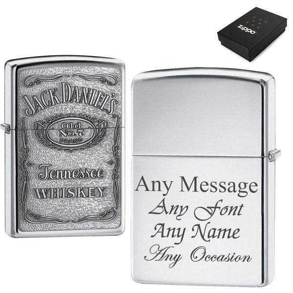 Engraved Polished Chrome Jack Daniels Zippo, Official Zippo Lighter - part of the  collection