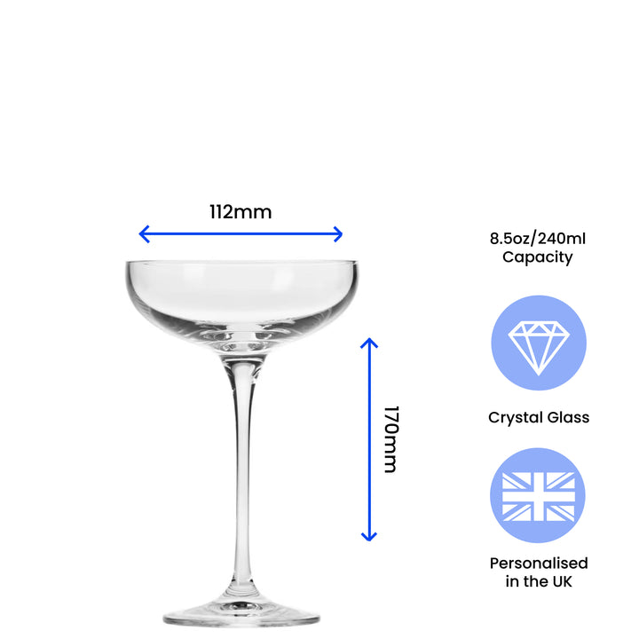 Engraved Crystal Infinity Cocktail Saucer with Script Name, Personalise with Any Name - part of the  collection