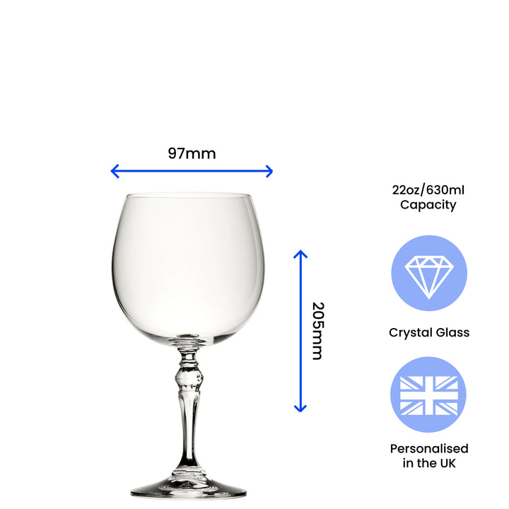 Engraved Crystal Gin and Tonic Cocktail Glass with The Gin Queen Design, Personalise with Any Name - part of the  collection