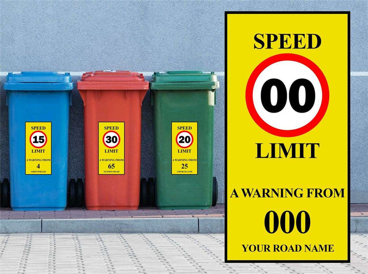 3x Personalised Speed Warning House Number Wheelie Bin Sticker Personalise Your Own - part of the Gifts Finder  collection