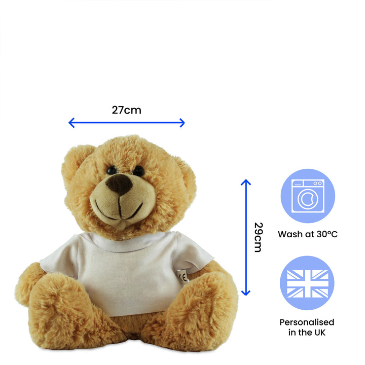 Soft Light Brown Teddy Bear Toy with T-shirt with Small Bear Hug Design