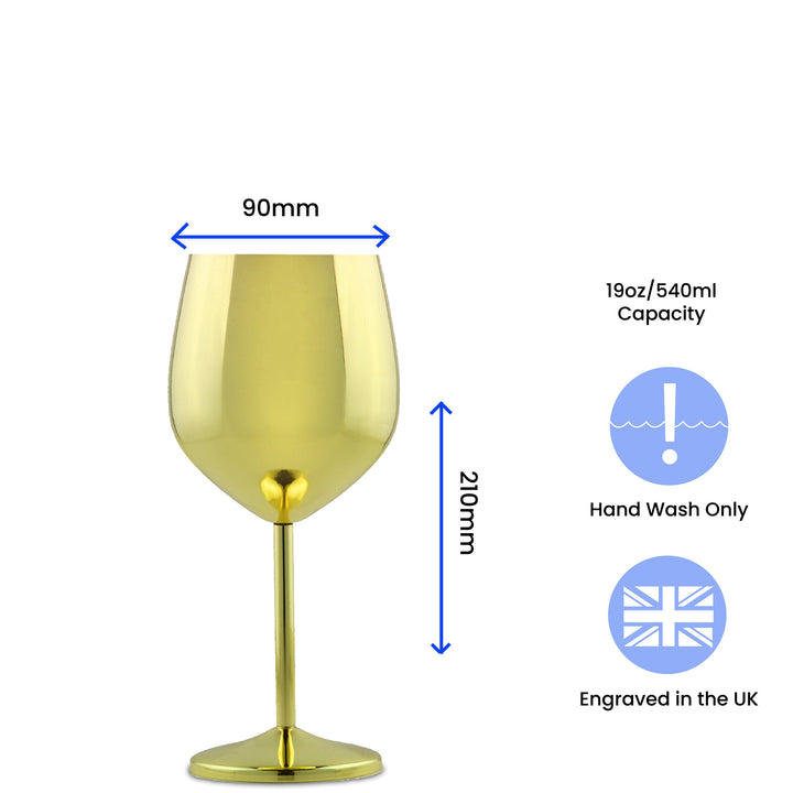 Engraved Gold Metal Wine Glass Image 6