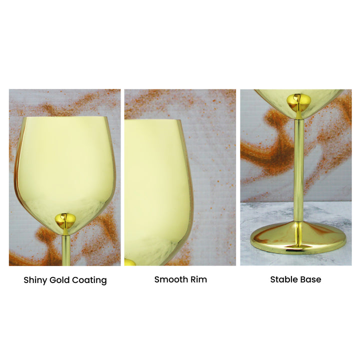 Engraved Gold Metal Wine Glass Image 7