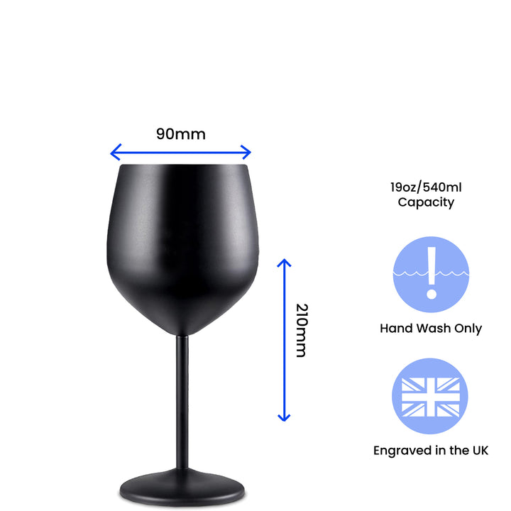 Engraved Matte Black Metal Wine Glass Image 6