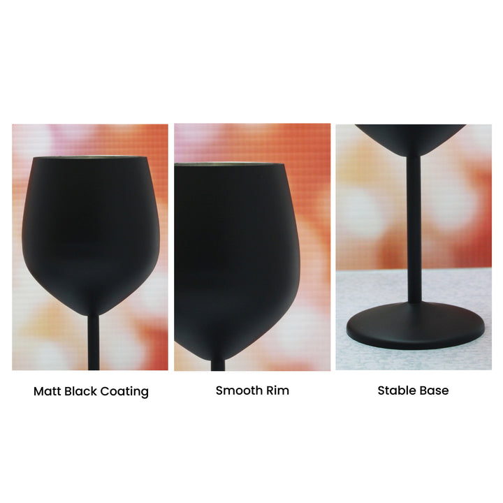 Engraved Matte Black Metal Wine Glass