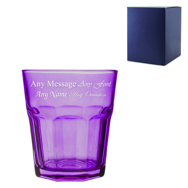 Engraved 305ml Purple Coloured Water Glass with Gift Box - part of the Gifts Finder  collection