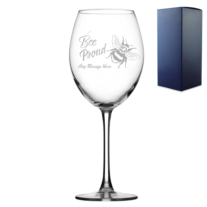 Personalised Engraved Wine Glass Bee Proud, Lgbtq Gift, Any Message Design - part of the  collection