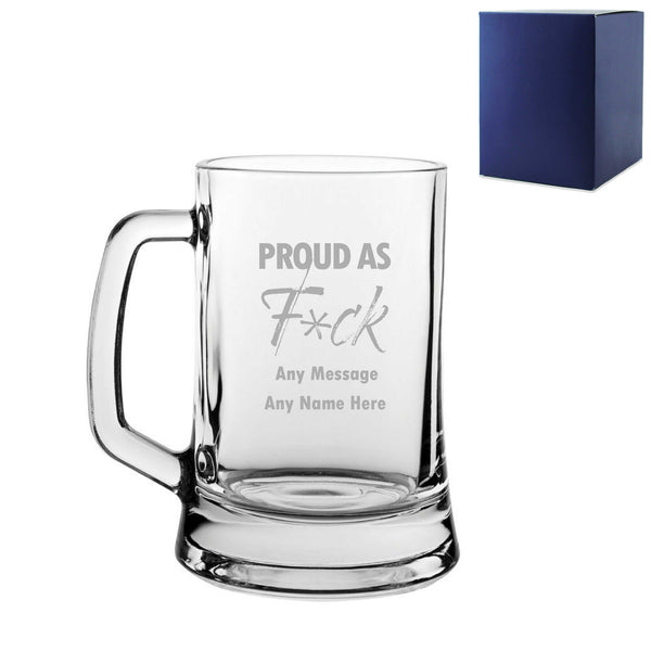 Personalised Engraved Tankard Beer Mug Stein, Proud As F, Funny Lgbtq Any Message Design - part of the  collection