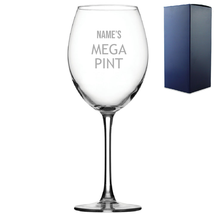 Personalised Engraved Mega Pint Wine Glass, Novelty Gift Modern Design Image 2