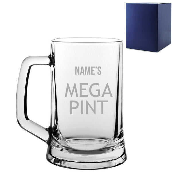 Personalised Engraved Mega Pint Beer Glass, Novelty Tankard, Modern Design - part of the  collection