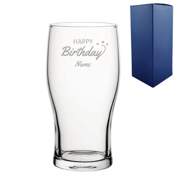 Engraved Happy Birthday Pint Glass, Gift Boxed - part of the Personalised Beer Pint Glasses And Tankards collection