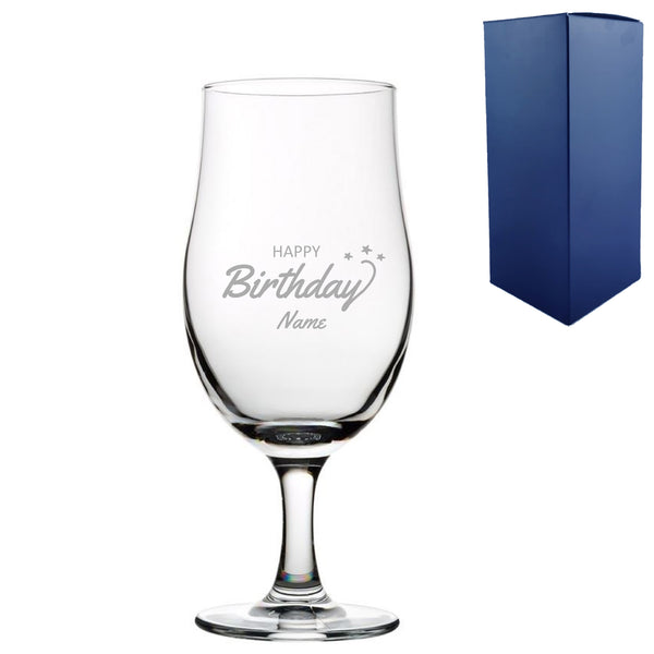 Engraved Happy Birthday Draft Stemmed Beer Glass, Gift Boxed - part of the  collection