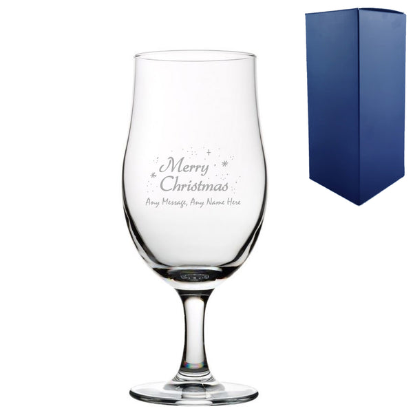 Engraved Merry Christmas Draft Stemmed Beer Glass, Gift Boxed - part of the  collection